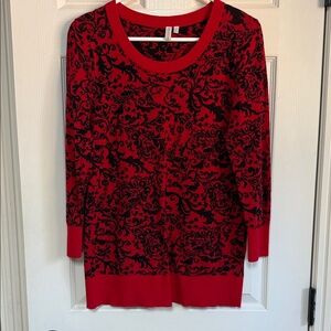 Madison Red and Black Floral Women's Sweater